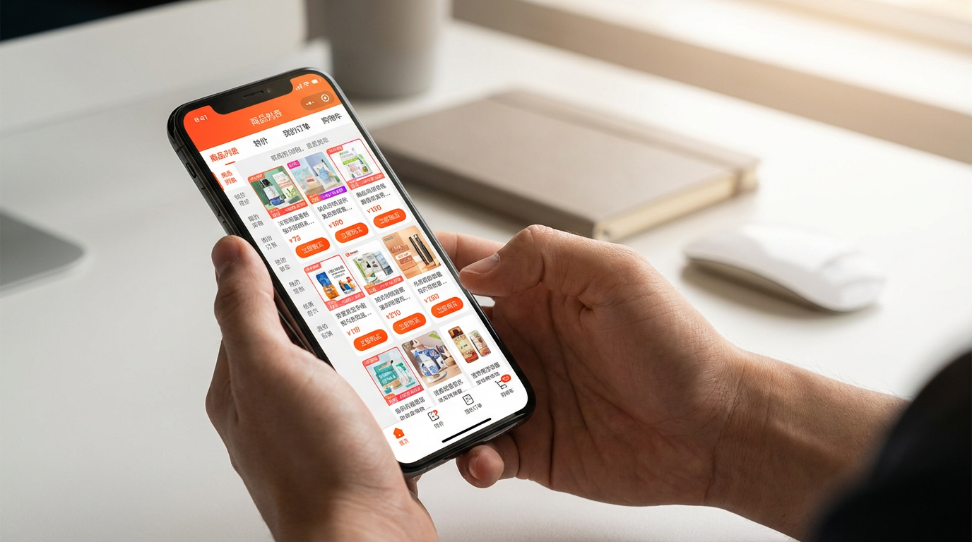 Смартфон с китайским интерфейсом платформы 1688 для закупок товаров, мобильная версия маркетплейса