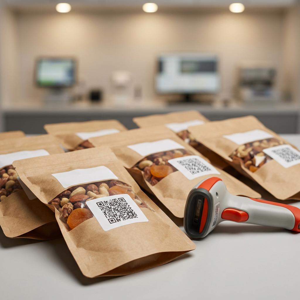 Коды маркировки DataMatrix системы Честный ЗНАК на упаковках орехов и сухофруктов для российского рынка