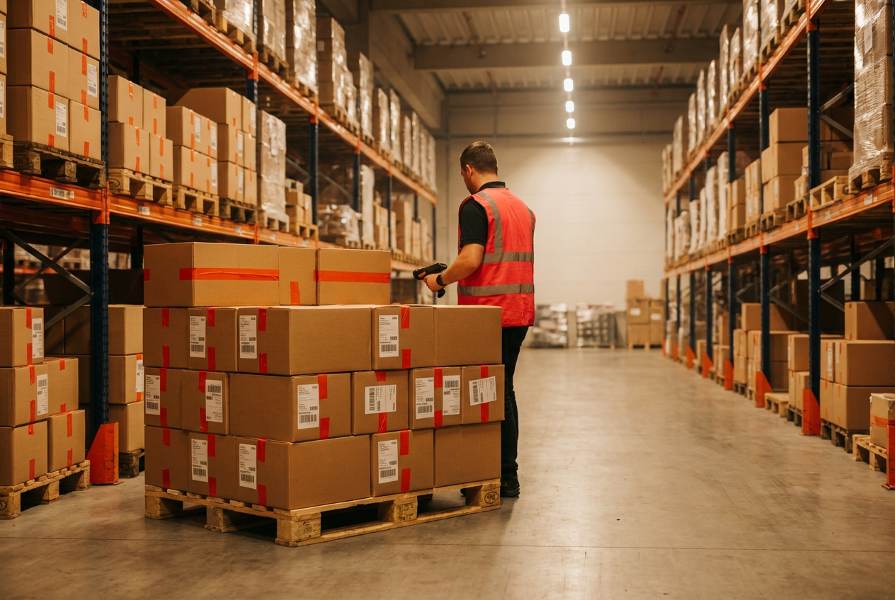 Коробки с аквариумным оборудованием на складе карго-оператора, готовые к отправке из Китая